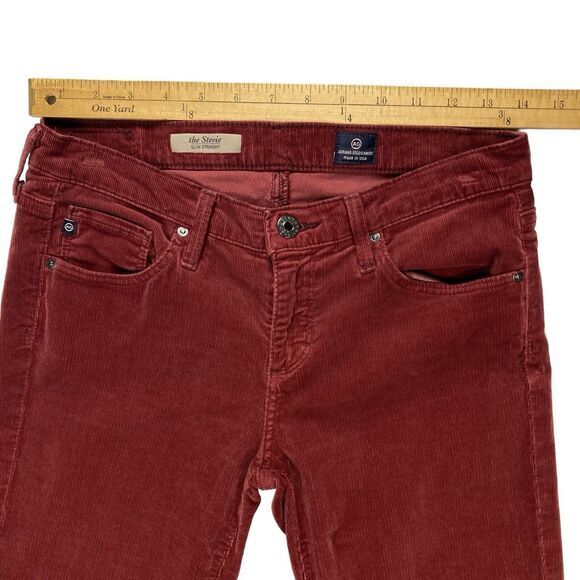 AG Adrian Goldschmied Jeans Women 27R Red Corduroy The Stevie Slim Straight Pant - Picture 7 of 14